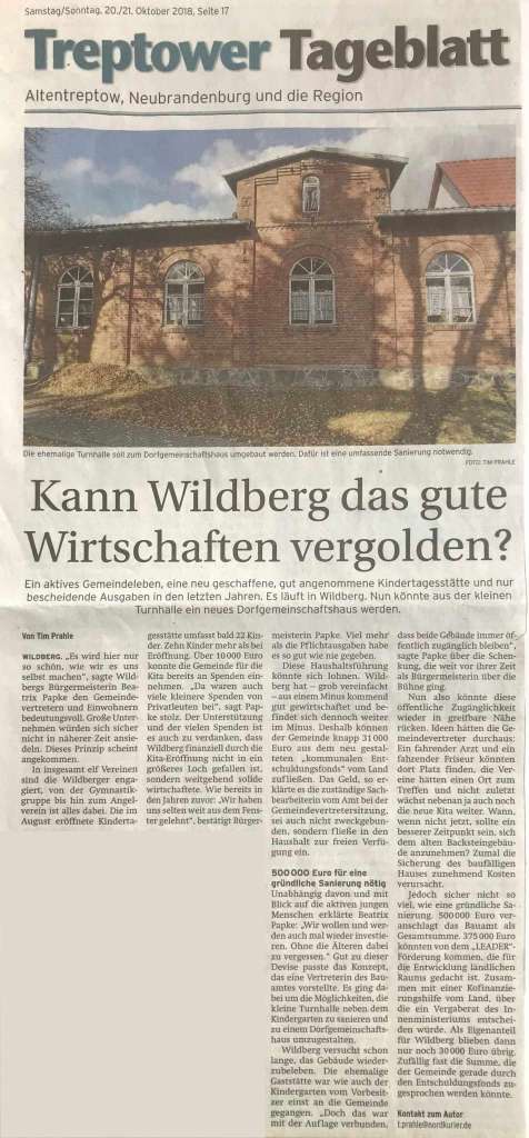 Kann Wildberg das gute Wirtschaften vergolden?